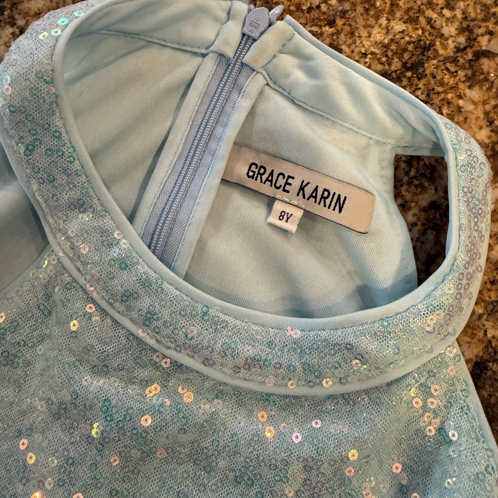 Grace Karin Sky Blue Sequin Dress